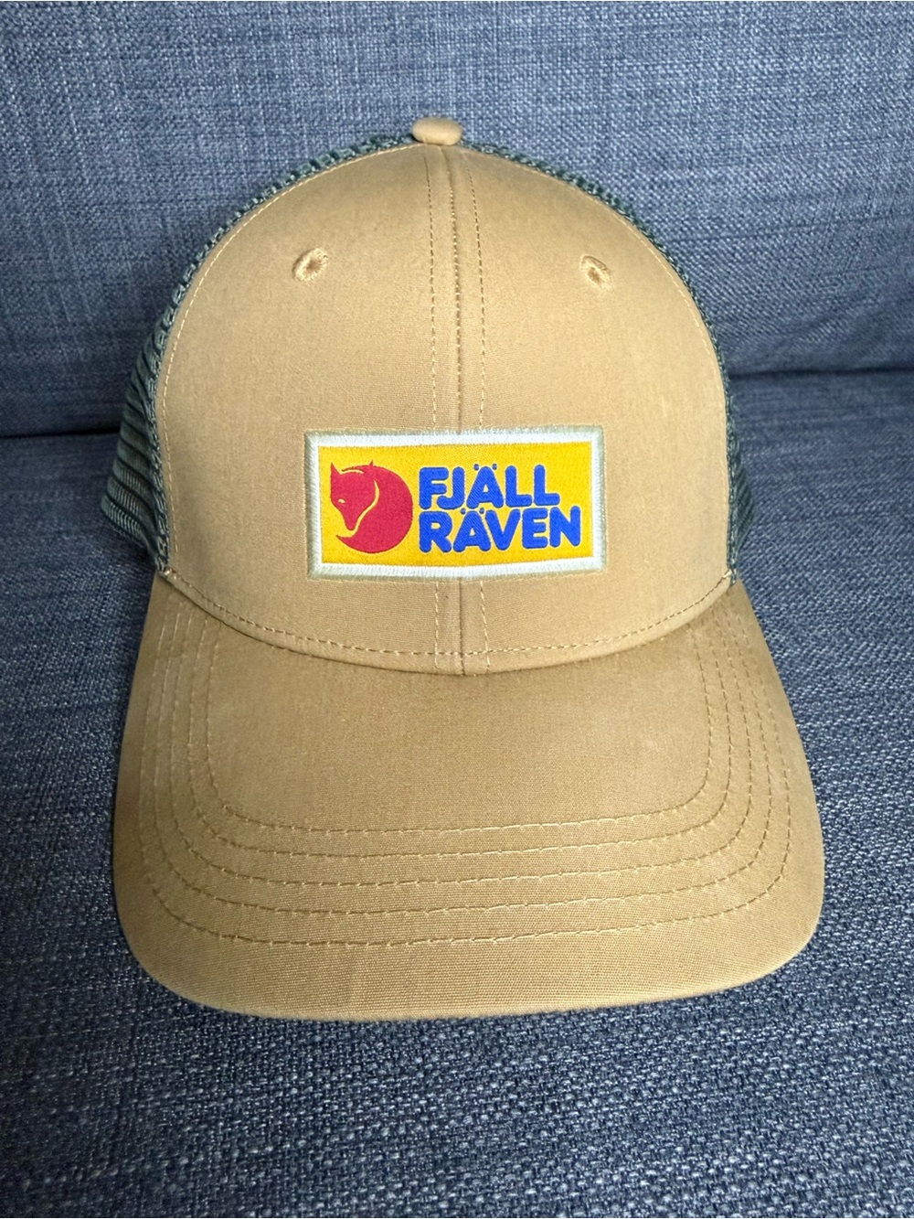 Fjallraven Tan Bucket Hat with Black Inner Lining and Logo Tag
